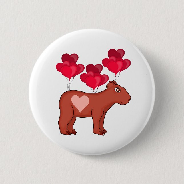 Bóton Redondo 5.08cm Capybara Hearts Love (Frente)