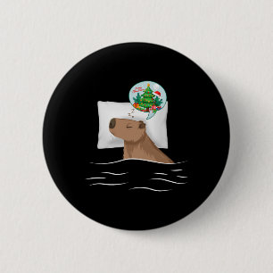 Bóton Redondo 5.08cm Capybara Sleep Night Xmas Rodent Christmas Dream C
