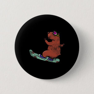Bóton Redondo 5.08cm Capybara Whisperer Snowboard Snowboard Snow Winter