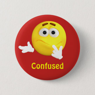 Bóton Redondo 5.08cm Cara confusa dos desenhos animados do Emoticon de