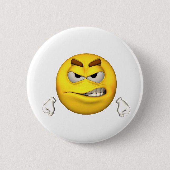 Bóton Redondo 5.08cm Cara da emoção - botão irritado (Frente)