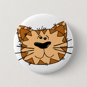 Bóton Redondo 5.08cm Cara do gato de gato malhado dos desenhos animados