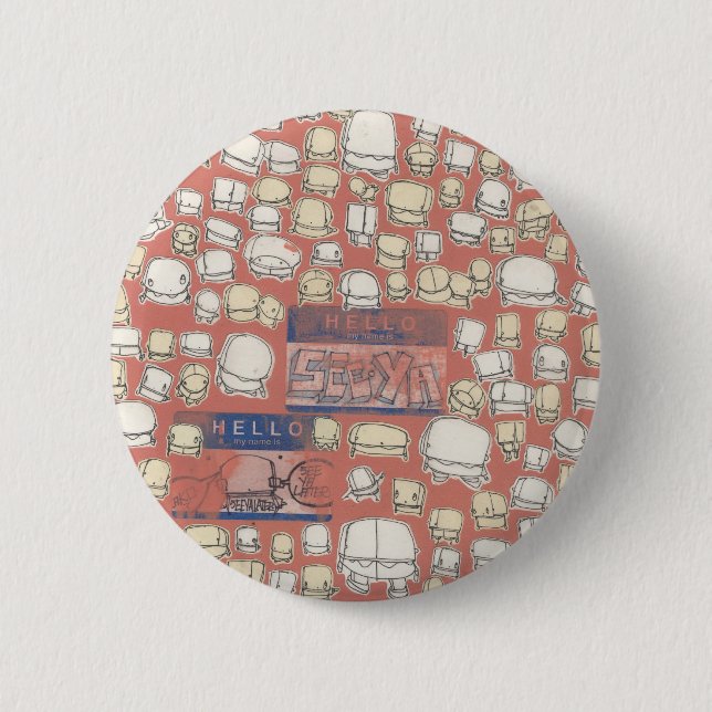 Bóton Redondo 5.08cm Caras pequenas em toda parte (Frente)
