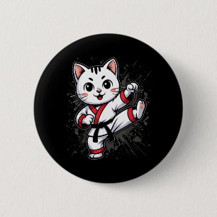 Bóton Redondo 5.08cm Caratê Taekwondo Gato Engraçado Jiu Jitsu Mulheres