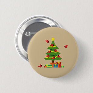 Bóton Redondo 5.08cm Cardeais Vermelhos - Merrier Natal Passado Junto