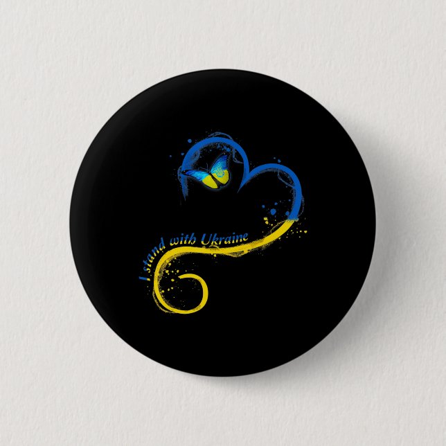 Bóton Redondo 5.08cm Cardíaca Ucrânia Borboleta Ucraniana Bandeira I St (Frente)