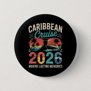 Bóton Redondo 5.08cm Caribe Cruise 2026 Filiação de Viagem de Férias