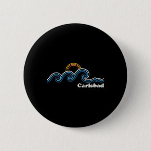 Bóton Redondo 5.08cm Carlsd Califórnia Ca Ondas de Surf Pôr do Sol Vint