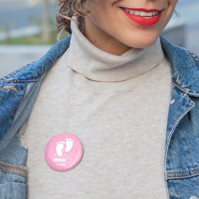 Bóton Redondo 5.08cm Carregamento de Bebê Rosa (Criador carregado)