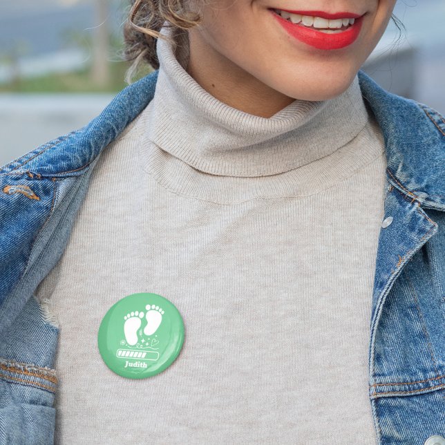 Bóton Redondo 5.08cm Carregamento de Bebê Verde (Criador carregado)