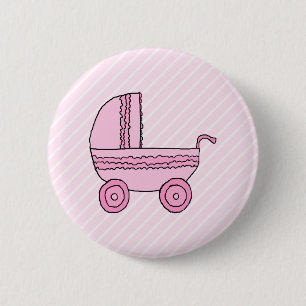 Bóton Redondo 5.08cm Carrinho de criança de bebê. Rosa na luz - listr