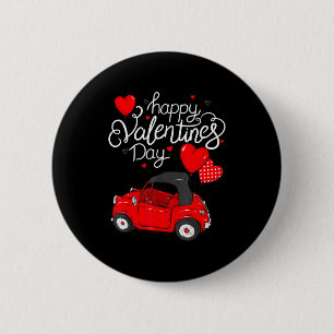 Bóton Redondo 5.08cm Carro Vermelho Com Corações Feliz Dia dos Namorado