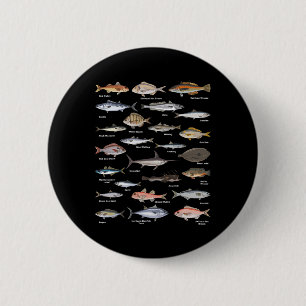 Bóton Redondo 5.08cm Carta de Identificação de Peixes Antigos Pesca 