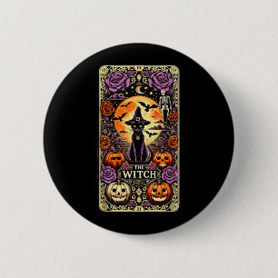 Bóton Redondo 5.08cm Carta de Tarot de Gato Preto da Bruxa Gótica Vinta