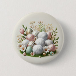 Bóton Redondo 5.08cm Cartão de Férias de Páscoa de Golfe com bola e flo