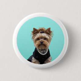 Bóton Redondo 5.08cm Cartaz de Café da Manhã Clássico Yorkshire Terrier