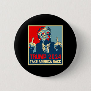 Bóton Redondo 5.08cm Cartaz Eleição 2024 Trump 2024 Take America Byck 