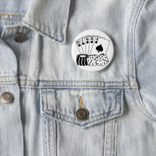 Bóton Redondo 5.08cm Cartões de Jogo Casino, Arte de Poker