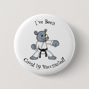 Bóton Redondo 5.08cm Cartoon bonito rhino kung fu