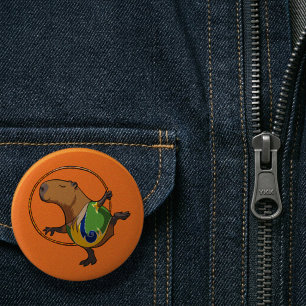 Bóton Redondo 5.08cm Cartoon de Hoop, ginástica Rítmica da Capybara