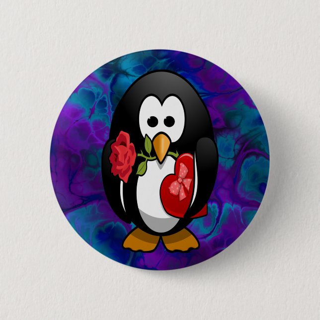 Bóton Redondo 5.08cm Cartoon Engraçado Pinguim Dia de os namorados Boni (Frente)