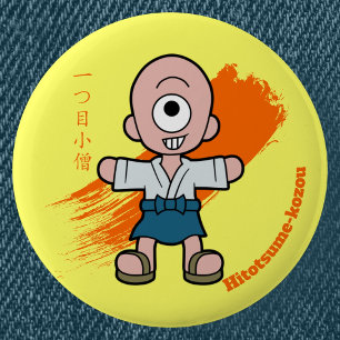 Bóton Redondo 5.08cm Cartoon Hitotsume-Kozo Yokai   Folclore Japonês