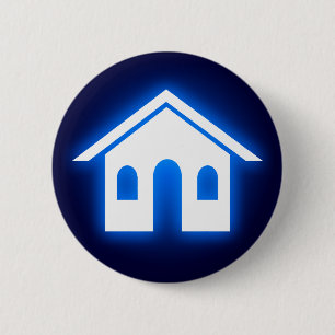 Bóton Redondo 5.08cm casa azul brilhante