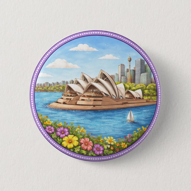 Bóton Redondo 5.08cm Casa de Ópera de Sydney (Frente)
