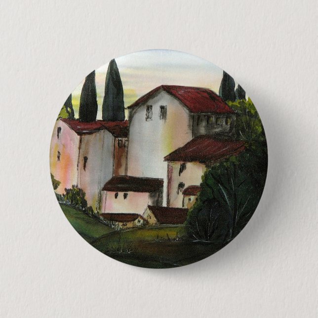 Bóton Redondo 5.08cm Casa de Pueblo Dibujo Toscana itália (Frente)