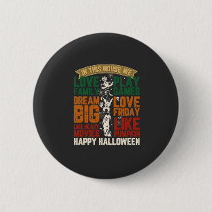 Bóton Redondo 5.08cm Casa Feliz Halloween Monstros Teias de Aranha