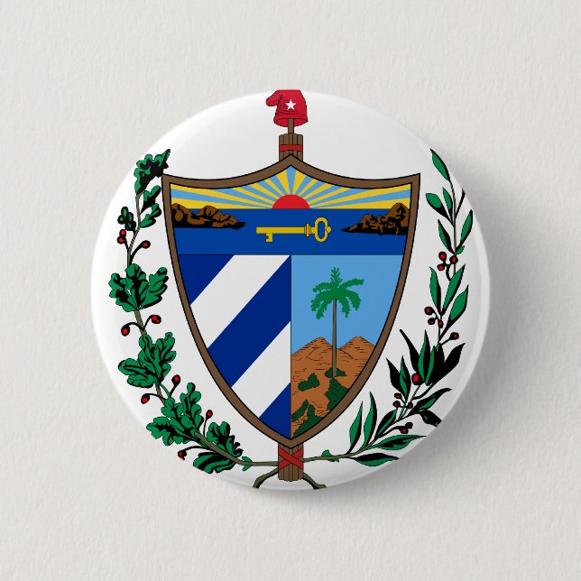 Bóton Redondo 5.08cm casaco de armas cuba (Frente)