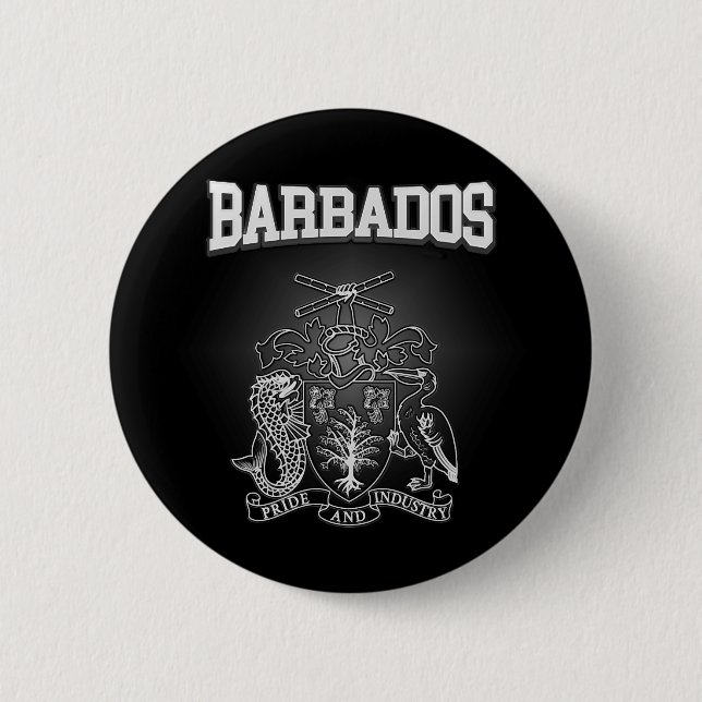 Bóton Redondo 5.08cm Casaco de Armas de Barbados (Frente)