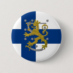 Bóton Redondo 5.08cm Casaco de armas e bandeira da Finlândia