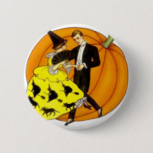 Bóton Redondo 5.08cm Casal de Halloween dançante