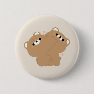 Bóton Redondo 5.08cm Casal de Urso Castanho