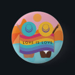 Bóton Redondo 5.08cm Casal lésbica Estilo de Verão LGBTQ Sinalizador Pr<br><div class="desc">Mostre orgulho com este botão legal com cores de sinalizador LGBTQ,  casal no estilo de verão e fundo laranja. Altere facilmente o texto clicando na opção "personalizar este modelo".</div>