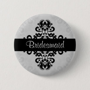 Bóton Redondo 5.08cm Casamento Damask Bridesmaid