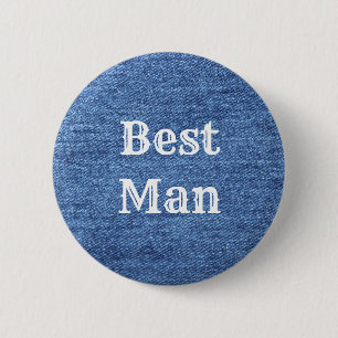 Bóton Redondo 5.08cm Casamento de Tema de Denim Branco Azul