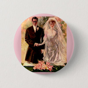 Bóton Redondo 5.08cm Casamento Edwardian de 1906