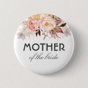 Bóton Redondo 5.08cm Casamento Elegante De Flores De Água Rosa Esbranqu