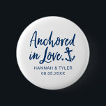 Bóton Redondo 5.08cm Casamento Náutico de Praia Enraizado no Amor<br><div class="desc">Celebre o seu casamento com este botão "Enraizado no Amor" com seus nomes e data de casamento. Perfeito para festas de despedida de solteira e chás de panela com tema de praia!</div>