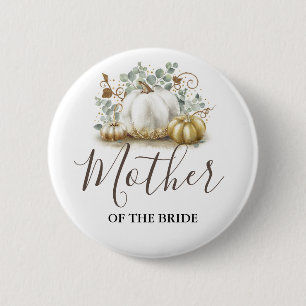 Bóton Redondo 5.08cm Casamento outono de abóbora Dourada e branca