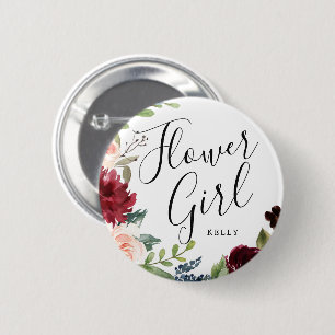Bóton Redondo 5.08cm Casamento Personalizado De Buquê Da Flower Girl B