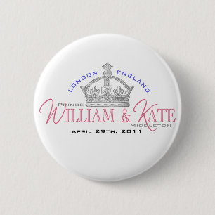 Bóton Redondo 5.08cm Casamento real de William & de Kate