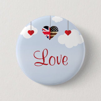 Bóton Redondo 5.08cm Casamento real do British American Love Hearts