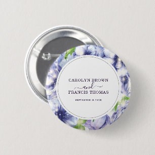 Bóton Redondo 5.08cm Casamento Roxo De Anêmona Floral Personalizado
