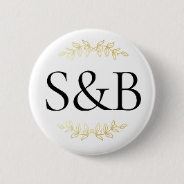 Bóton Redondo 5.08cm Casamento Simples E Minimalista Moderno Monograma