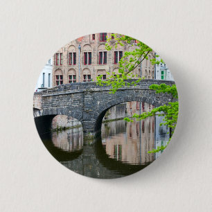 Bóton Redondo 5.08cm Casas antigas de Bruges, Bélgica