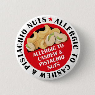 Bóton Redondo 5.08cm Cashew & Pistachio Nut Allergy Badge