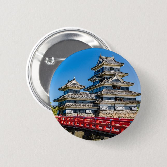 Bóton Redondo 5.08cm Castelo Matsumoto e ponte (Frente & Verso)